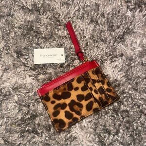 Francesca's Collections Red and Brown Leopard Print Card Holder NWT